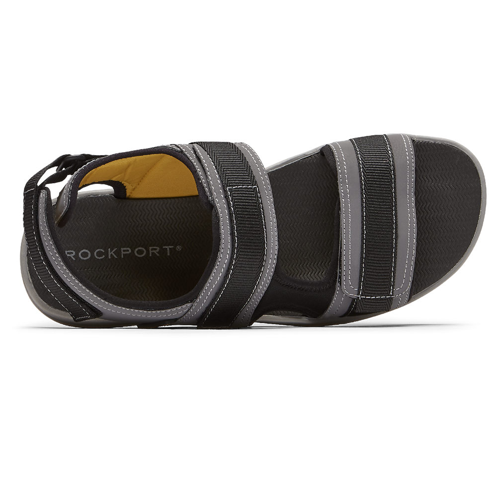 Rockport Mens Sandals Grey - Lucky Bay Sport 3 Strap - UK 372-NBJMCG